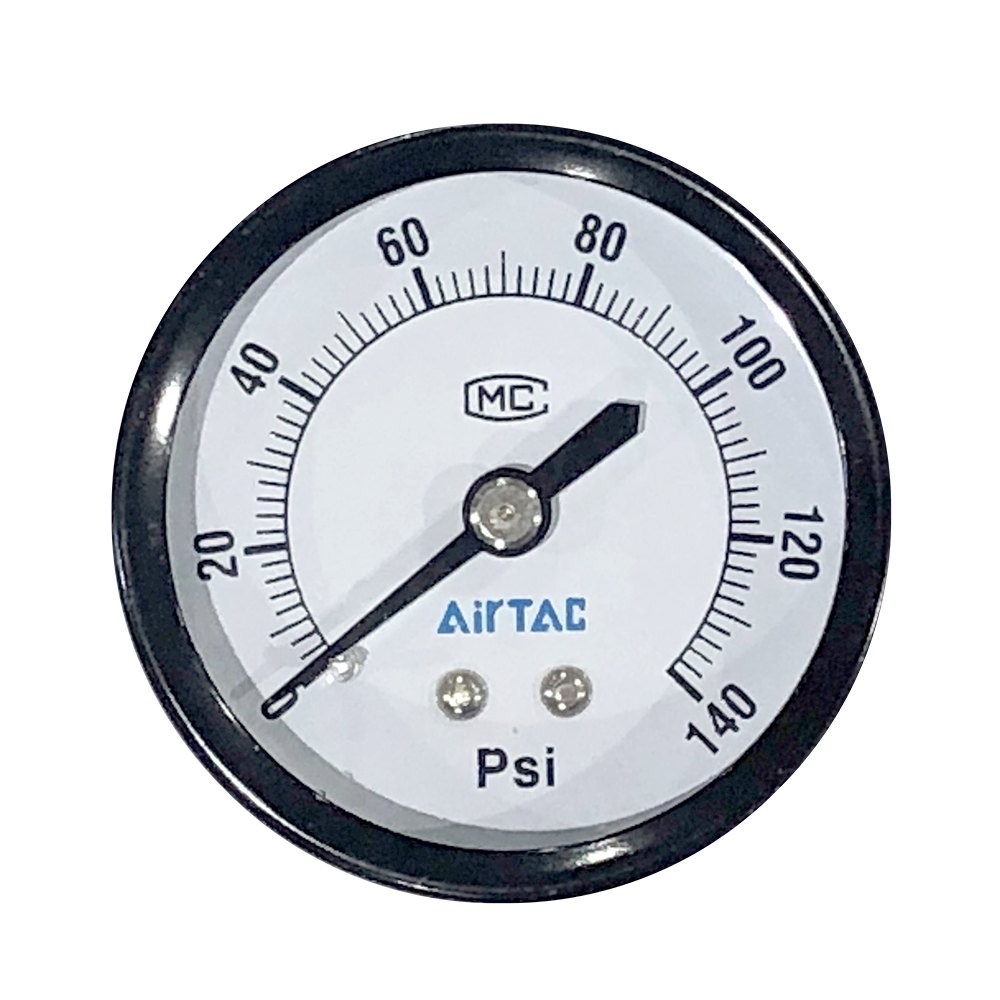 F-GS4004P AIRTAC GAUGE<BR>BACK MOUNT 0-60 PSI 40MM DIAL 1/8" NPT